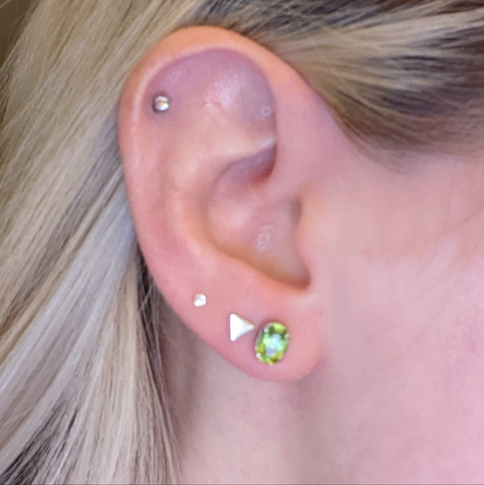 Genuine peridot in sterling silver earrings